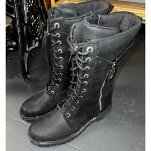 Harley-Davidson Womens Harnett Zip Black Leather Motorcycle Boots Size 9.5